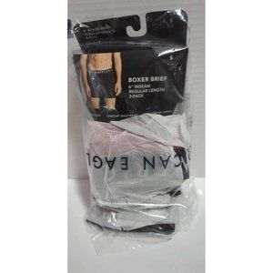 American Eagle Solid 6" Classic Boxer Brief 3-Pack 1 Red/1 Green/1 Blue Mens S